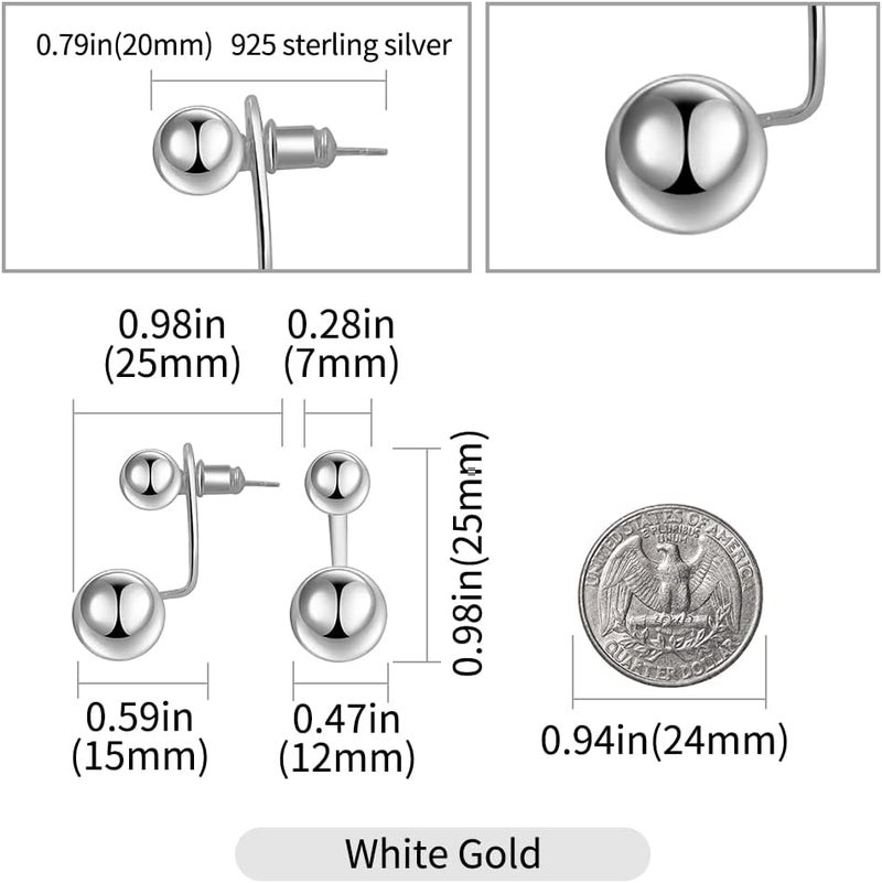 Surrounded Forest Store Double Ball Jacket Earrings for Women Front Back 2 in 1 Stud Earrings Pearl Ball Earrings - Image 2